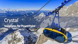  Presentation with winter in the swiss alps - Presentation theme with winter mountains cable car ski background and a ocean colored foreground