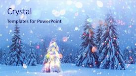  Presentation with winter landscape winter tree - Theme enhanced with winter mountains new year background and a sky blue colored foreground