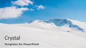  Presentation with sunny winter day the snow - Cool new theme with winter mountains on bright winter backdrop and a white colored foreground