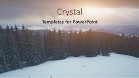  Presentation with winter landscape winter tree - Colorful PPT theme enhanced with winter-mountains-sunset-time-ski backdrop and a lemonade colored foreground