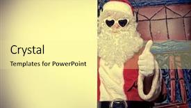  Presentation with christmas party - Beautiful slide deck featuring winter music - party santa claus holding white backdrop and a blonde colored foreground