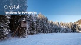  Presentation with hunting - PPT theme featuring winter-nature-landscape-in-bavarian background and a teal colored foreground