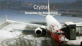  Presentation with airplane night - Presentation theme consisting of winter-night-at-airport-airplane background and a gray colored foreground