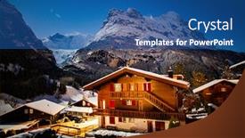  Presentation with night stars - Beautiful slides featuring winter-night-grindelwald-snowy-mountain backdrop and a ocean colored foreground