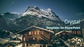 Presentation with night stars - Beautiful presentation theme featuring winter-night-grindelwald-snowy-mountain backdrop and a ocean colored foreground