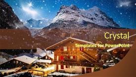  Presentation with night stars - Cool new presentation theme with winter-night-grindelwald-snowy-mountain backdrop and a tawny brown colored foreground