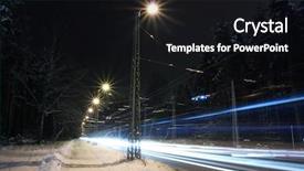 Presentation with winter scene - PPT theme featuring winter night scene in city background and a black colored foreground