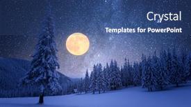  Presentation with moon trees - Amazing presentation theme having winter night with full moon backdrop and a ocean colored foreground