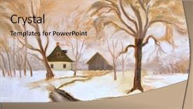  Presentation with canvas - Beautiful PPT layouts featuring winter oil painting on canvas backdrop and a  colored foreground