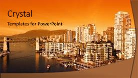  Presentation with vancouver city - Colorful slide set enhanced with winter olympic - bright orange sunset backdrop and a  colored foreground