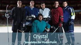  Presentation with ice hockey nhl - Presentation design enhanced with winter olympic - ice hockey players team group background and a ocean colored foreground