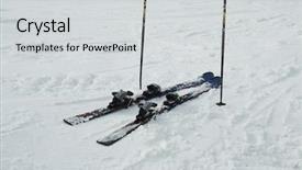  Presentation with ski - Cool new theme with winter olympic - modern ski on snow backdrop and a light gray colored foreground