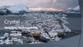  Presentation with mountain snow - PPT theme consisting of winter-panorama-of-the-snow background and a gray colored foreground