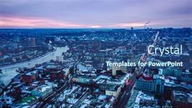  Presentation with winter - Presentation having winter-panorama-of-ukrainian-city background and a ocean colored foreground