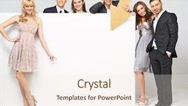  Presentation with group of happy couples - Presentation theme consisting of winter party - group of happy elegant friends background and a  colored foreground