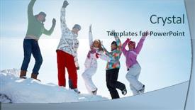  Presentation with social anxiety teenagers - Slide deck consisting of winter party - group of teenagers dansing together background and a  colored foreground