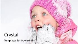  Presentation with girl pink baby shower - Amazing PPT layouts having winter pink hat in snow backdrop and a  colored foreground