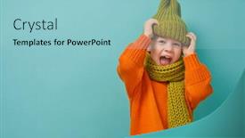  Presentation with teal - Presentation design enhanced with playing and laughing on teal background and a light blue colored foreground