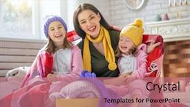  Presentation with family fashion - Audience pleasing presentation theme consisting of winter portrait of happy loving backdrop and a coral colored foreground