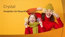 Presentation with family fashion - Colorful PPT theme enhanced with winter portrait of happy loving family wearing knitted hats snoods and sweaters mother and child girl having fun playing and laughing on yellow background fashion concept backdrop and a yellow colored foreground