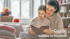  Presentation with winter family - Audience pleasing theme consisting of winter portrait of happy loving backdrop and a coral colored foreground