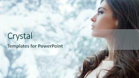  Presentation with wind energy close up portrait - Cool new presentation theme with winter portrait of young woman backdrop and a sky blue colored foreground