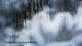  Presentation with water drops - PPT layouts with winter rain - glass with natural water drops background and a light blue colored foreground
