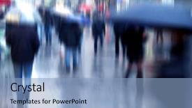  Presentation with rush hour - Audience pleasing PPT theme consisting of winter rain - image of people walking backdrop and a light blue colored foreground