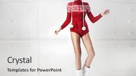  Presentation with sexy - PPT theme with winter red - young and sexy woman posing background and a light gray colored foreground