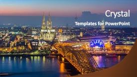  Presentation with winter river - Slide deck featuring winter river - aerial view on cologne background and a teal colored foreground