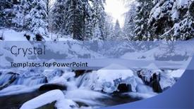  Presentation with winter river - Cool new theme with winter river in beskid mountains poland backdrop and a light blue colored foreground