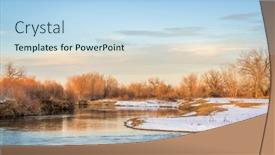  Presentation with winter river - Slides consisting of winter-river-scenery-st-vrain background and a light blue colored foreground