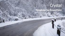 Presentation with winter storm - Presentation having winter road curving through icy background and a gray colored foreground