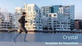  Presentation with healthy living - Colorful PPT layouts enhanced with winter-run-city-lifestyle-runner backdrop and a ocean colored foreground