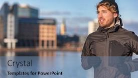  Presentation with winter weather - Presentation theme enhanced with denmark - winter running athlete man jogging background and a seafoam green colored foreground