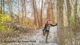  Presentation with running shoes - Colorful PPT layouts enhanced with winter-running-athlete-woman backdrop and a coral colored foreground