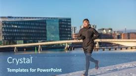  Presentation with winter weather - Theme with winter-running-man-wearing-cold background and a ocean colored foreground