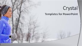  Presentation with wind weather - Colorful PPT layouts enhanced with winter running smartwatch woman backdrop and a light gray colored foreground