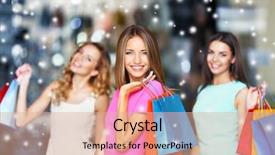  Presentation with paper bag vs plastic bags - Audience pleasing slide set consisting of winter sale - beautiful young women with bags backdrop and a  colored foreground