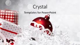  Presentation with box - Presentation theme enhanced with winter sale - christmas gift box with bauble background and a  colored foreground