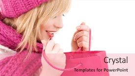  Presentation with girl pink baby shower - PPT layouts enhanced with winter sale - happy teenage girl in hat background and a coral colored foreground