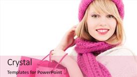  Presentation with girl pink baby shower - Audience pleasing presentation theme consisting of winter sale - happy teenage girl in hat backdrop and a coral colored foreground