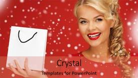  Presentation with girl in red dress - Slides featuring winter sale - picture of lovely woman background and a red colored foreground