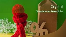  Presentation with percent - Audience pleasing presentation theme consisting of winter-sale-and-shopping-concept backdrop and a forest green colored foreground