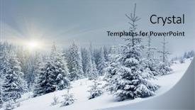 Presentation with winter scene - Beautiful slide deck featuring winter scene - frosty and sunny day is backdrop and a light blue colored foreground