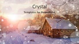  Presentation with forest fairy - Audience pleasing PPT theme consisting of winter scene - house in snow fairy forest backdrop and a lemonade colored foreground