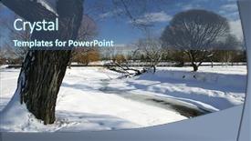  Presentation with winter scene - Cool new slides with winter scene by a creek backdrop and a ocean colored foreground