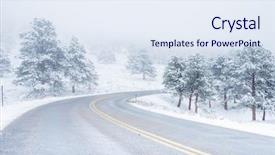  Presentation with winter scene - Slides featuring winter scene with icy slick background and a sky blue colored foreground