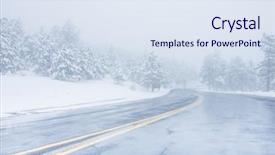  Presentation with winter driving - PPT theme enhanced with winter scene with icy slick background and a sky blue colored foreground