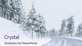  Presentation with winter driving - Theme featuring winter scene with icy slick background and a sky blue colored foreground